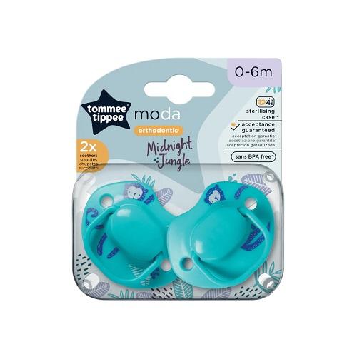 Tommee Tippee Moda Midnight Jungle Soothers from0to6Months 2Pcs Model No.TT43338494