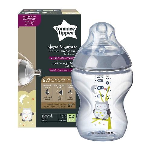 Tommee Tippee Easi Vent Decorative Feeding Bottle 260ml Model No.TT42250187