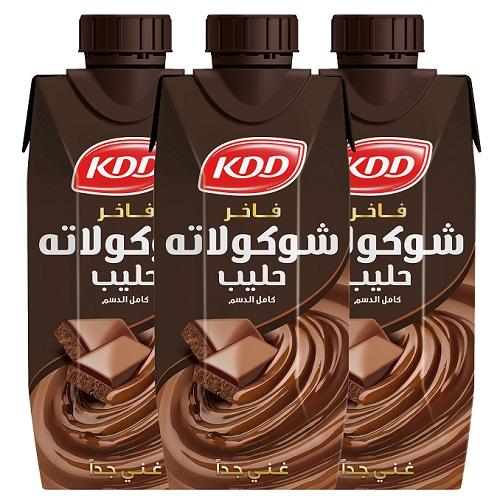 كي دي دي بريميوم حليب كامل الدسم بنكهة الشوكولاتة بدون سكر 250مل 3حبة