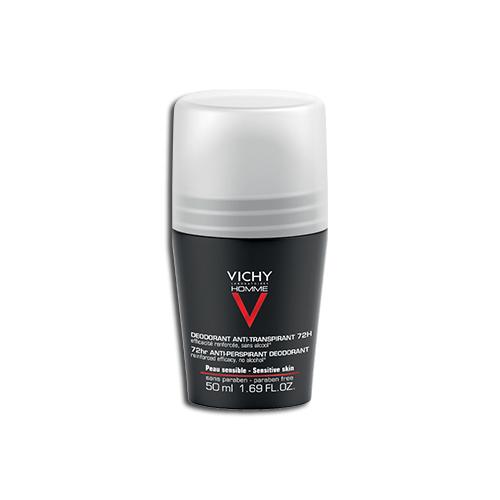 Vichy Homme Deodorant Anti Perspirant Roll on 72Hrs for Man with Sensitive Skin 50ml