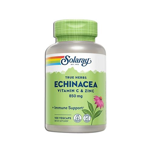 Solaray True Herbs Echinacea Vitamin C & Zinc 850mg Immune Support 100Capsules