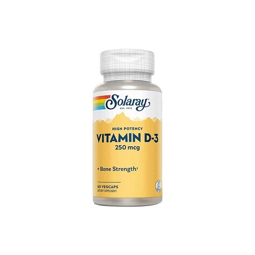 Solaray Vitamin D3 250mcg Dietary Supplement 60Veg Capsules