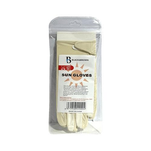 Black & Brown Sun Protection Gloves White