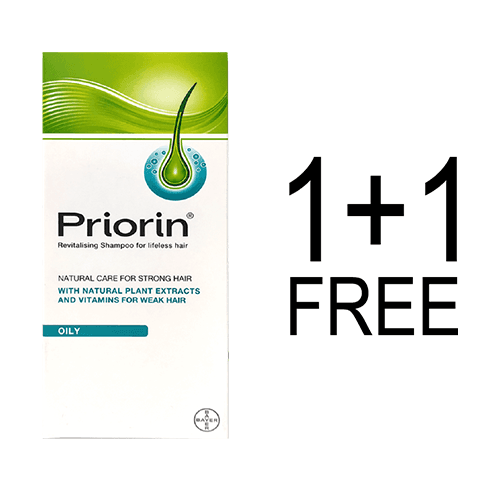 Priorin Shampoo for Stronger Hair Oily 200ml Model 1+1Free