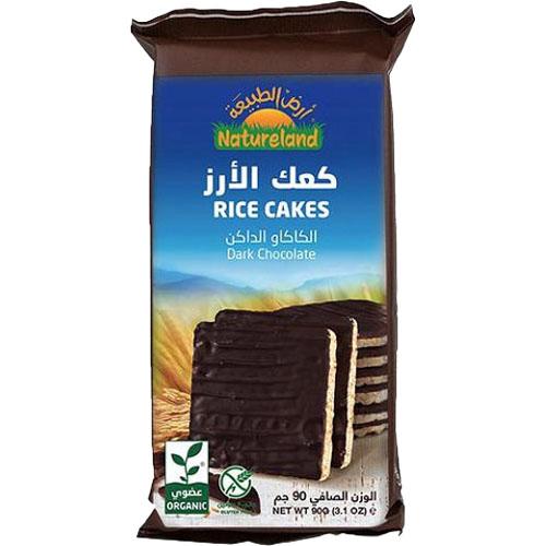 ارض الطبيعة كعك الارز بالكاكاو الداكن عضوي 90جم