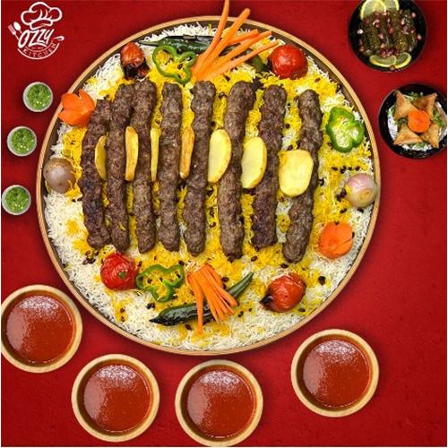 Saffron Rice with Kebab and Broth Enough for 4Persons