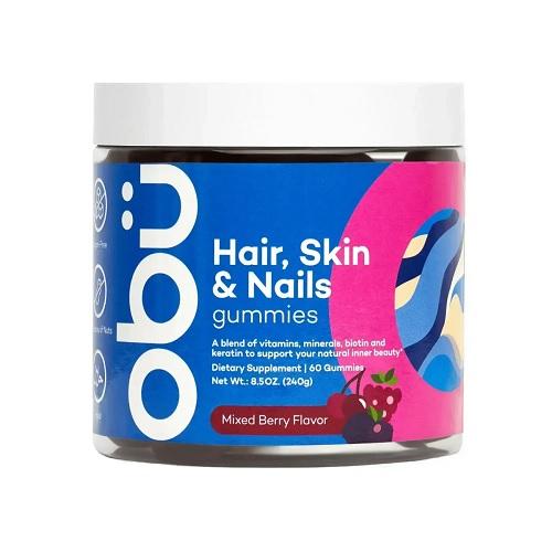 Obu Hair Skin & Nails Gummies with Mixed Berry Flavor 60Pcs