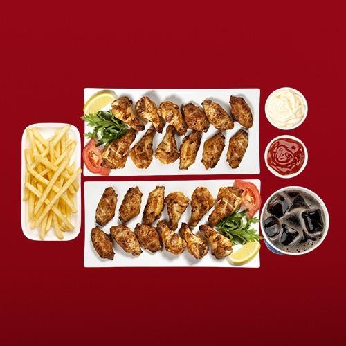 وجبة دبل اجنحه مشويه عادي