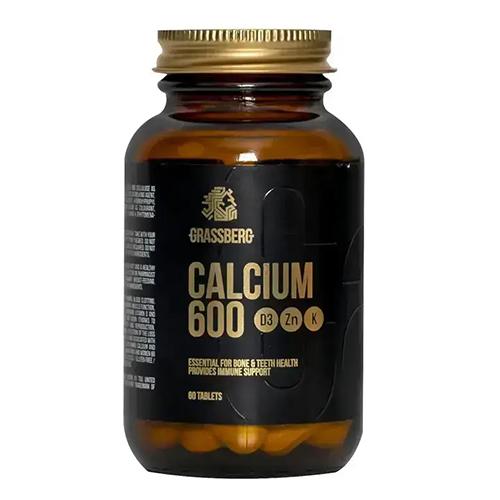 Grassberg Calcium 600 Dietary Supplement for Supporting and Strengthening Bones and Muscles 60Tablets