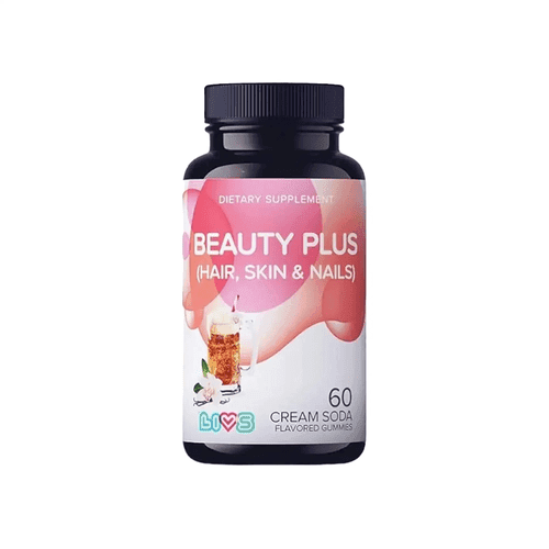  Livs Beauty Plus Dietary Supplement to Improve Hair Skin and Nails Cream Soda Flavour 60Gummies