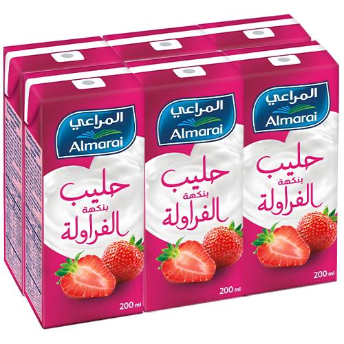 Almarai Long Life Strawberry Flavored Milk 200ml 6Pcs