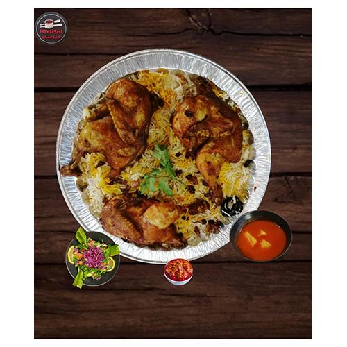 Chicken Majbous with Rice and Maraq and Ma'abooj and Salad Enough for 3Persons