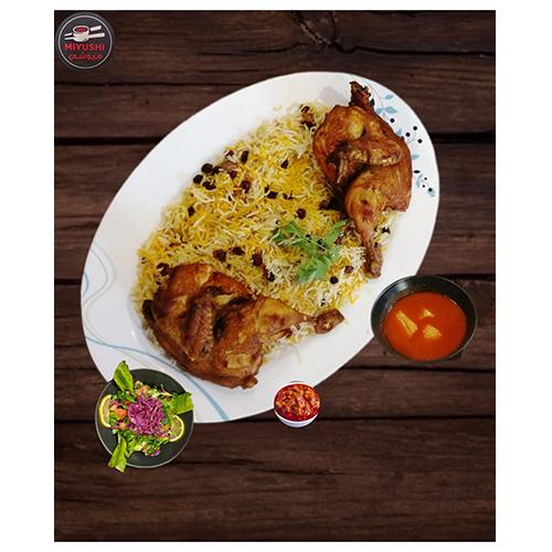 Chicken Majbous with Rice and Maraq and Ma'abooj and Salad Enough for 2Persons