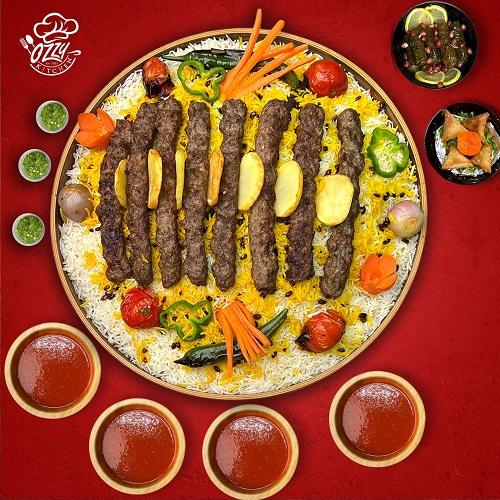 Saffron Rice with Kebab and Broth Enough for 3Persons