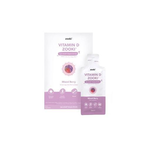 Zooki Vitamin D Zooki Lipo Shield Vitamin D3 3000IU+100mcg K2 Mixed Berry Flavor 15ml×14Sachets