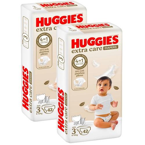 Huggies Baby Diapers Extra Care Size3 From 6 To 10kg 42Diapers 2Pcs