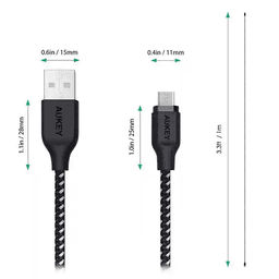 اوكي كابل نايلون مضفر USB الى مايكرو USB بطول 2م اسود