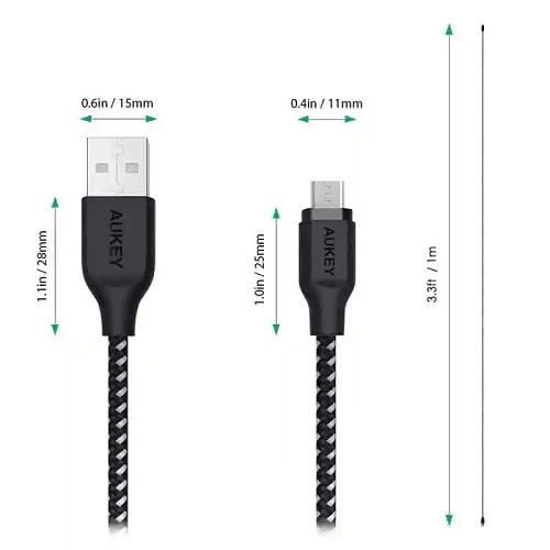 اوكي كابل نايلون مضفر USB الى مايكرو USB بطول 2م اسود