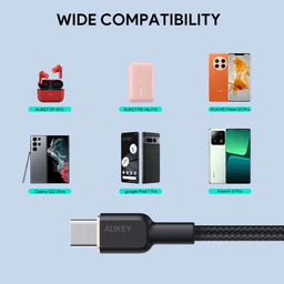 اوكي كابل نايلون مضفر Type C الى Type C مضفر من النايلون بطول 1.8م مع شاشة LCD بقوة 100واط اسود