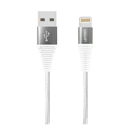 ليفور كابل 6قدم نايلون مضفر USB A الى لايتنينج ابيض