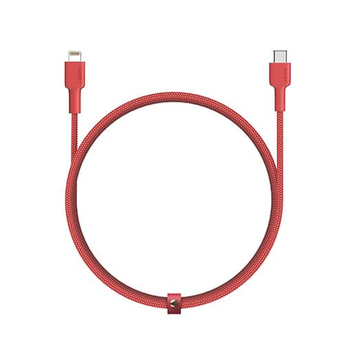 اوكي كابل MFi مضفر من النايلون Type C الى لايتنينج 2م احمر