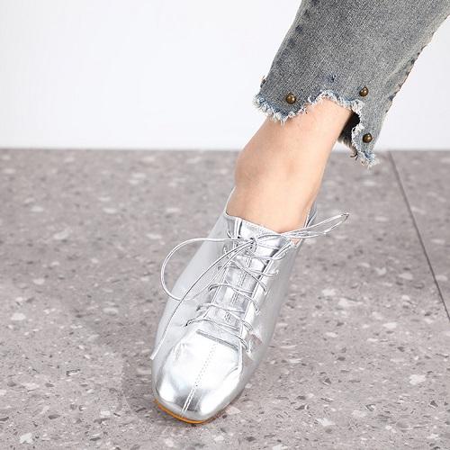 Lace Up Shoes with 5cm Heel Silver