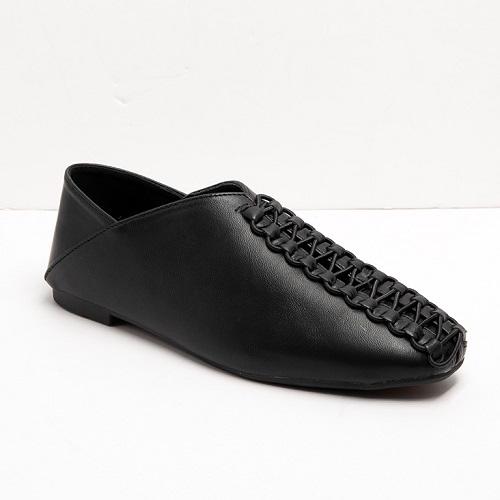 Flat Fixed Elastic Band Half Leather Black 