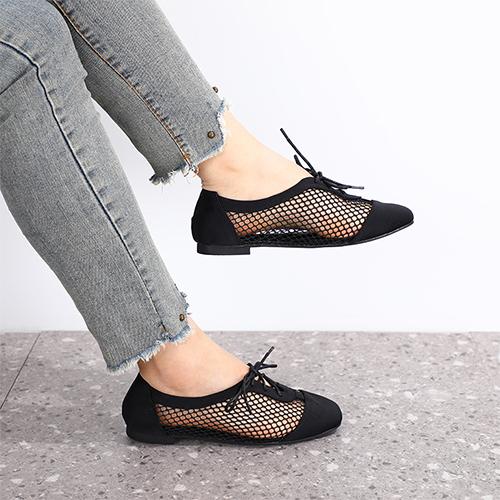Flat Net Shoes Lycra Black