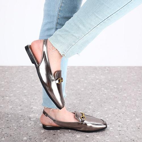 Sandal Flat Leather with Ring Bronze