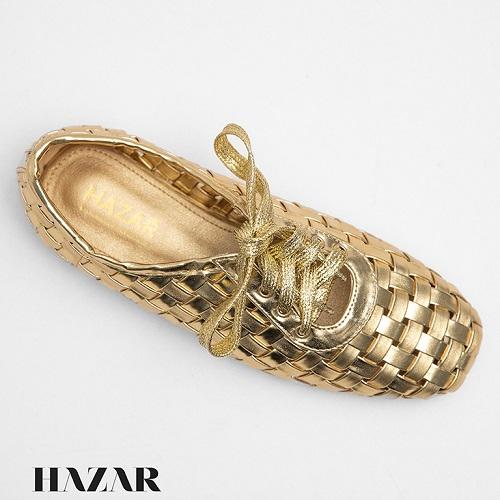 Leather Square Flats Golden