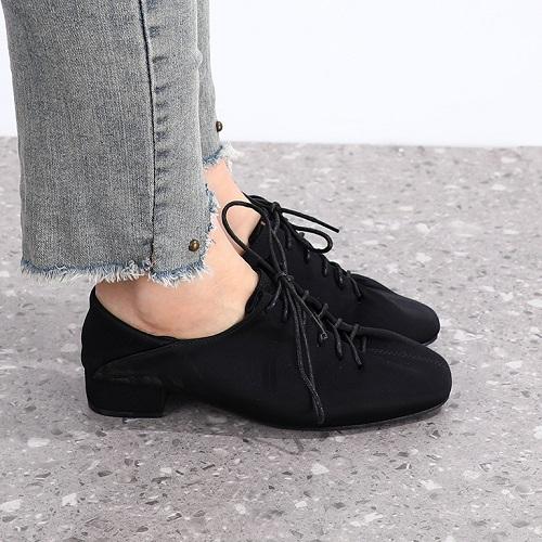 Lace Up Shoes with 5cm Heel Lycra Black