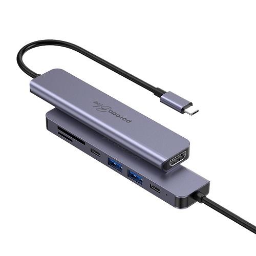 بورودو بلو 7في1 موزع HDMI مع 2منفذ USB مع 2منفذ Type C بفتحة بطاقة SD ومايكروSD