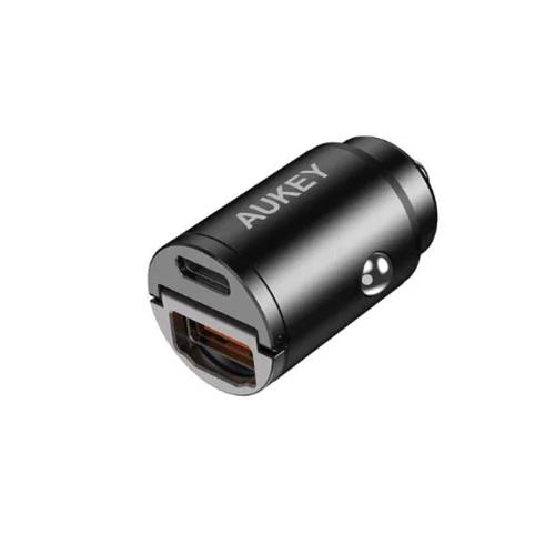 اوكي شاحن سيارة سريع 30واط PD معدني مزدوج المنفذ USB وType C مع PPS و QC 3.0 اسود موديل رقم.CC-A3