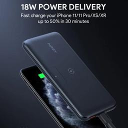 Aukey PowerBank 10000mAh Daul Port Type C PD and USB QC 3.0 18W with Foldable Stand & Wireless Charging Model No.PB-WL02