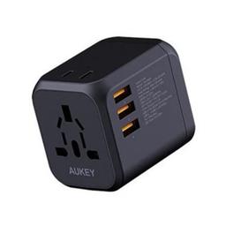 اوكي محول العالمي 3منافذ USB ومنفذ Type C PD بقدرة 30واط اسود