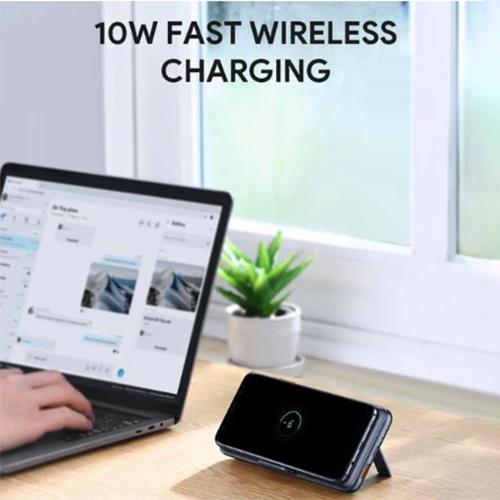 Aukey PowerBank 10000mAh Daul Port Type C PD and USB QC 3.0 18W with Foldable Stand & Wireless Charging Model No.PB-WL02