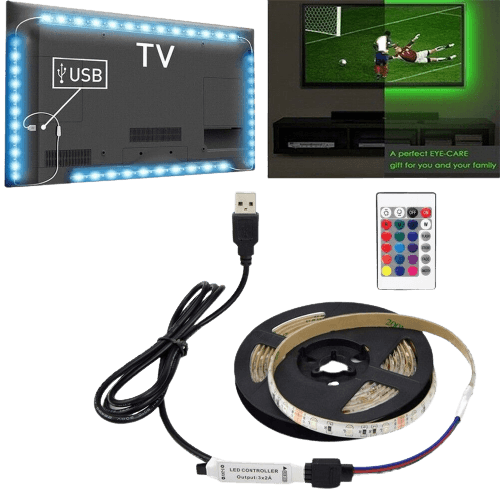شريط LED قابل للتركيب مع منفذ USB مضاد للماء متعدد الألوان