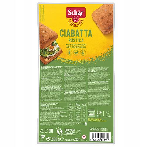 Schar Ciabatta Rustica Natural Brown Bread Gluten Free 200g