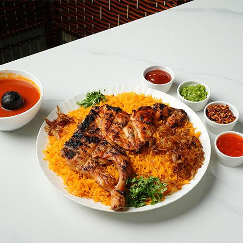 Half Chicken on Coal with Bukhari Rice
