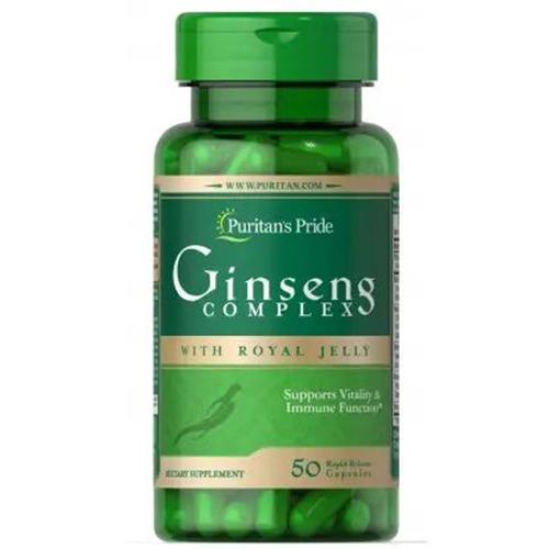 Puritans Pride Ginseng Complex with Royal Jelly 1000mg Dietary Supplement 50Capsules
