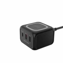 بورودو شاحن المكتبي بمنفذين USB ومنفذ Type C وشاحن سريع ولاسلكي اسود