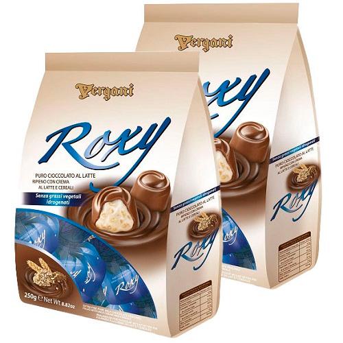 Vergani Roxy Pralines Milk Chocolate Filled with Assorted Cream and Cereal 250g 2Pcs