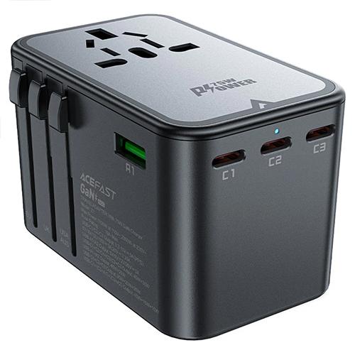 ايس فاست شاحن للمكتب زد1 2300واط مشترك مع 3 منافذ PD Type C منفذ USB بقدره 75واط اسود ورمادي