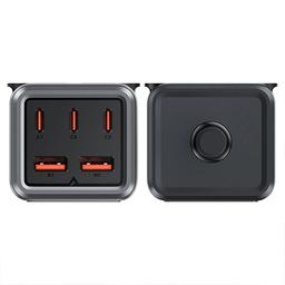 ايس فاست شاحن للمكتب زد3 مشترك مع 3 منافذ PD Type C منفذين USB بقدره 75واط اسود ورمادي