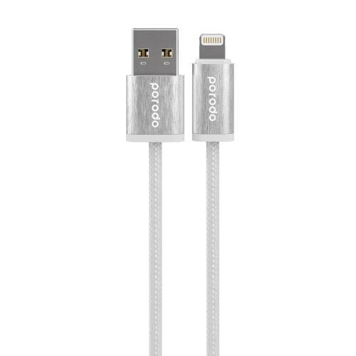 بورودو كابل منسوج USB A الى لايتنينج 2.4امبير 1.2م ابيض