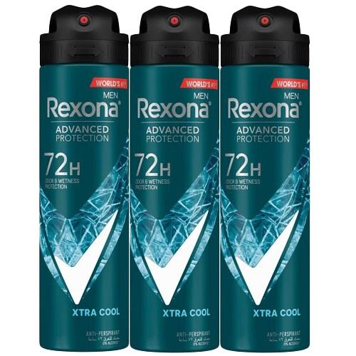 Rexona Advanced Extra Cool Antiperspirant Deodorant Spray 72Hrs for Men 150ml 3Pcs