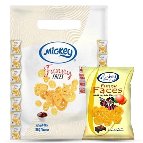 ميكي رقائق بطاطا وجوه ضاحكة بطعم الباربيكيو 16جم 20حبة