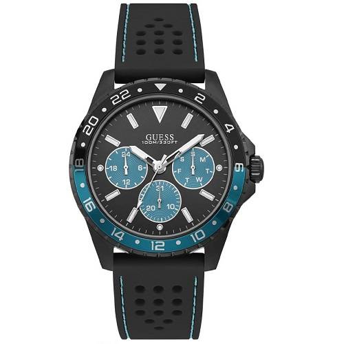 Guess Silicone Analog Quartz Watch Men' Odyssey Black Model No.-W1108G5