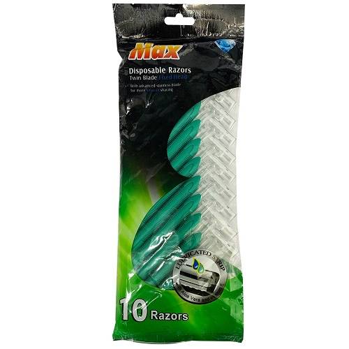 Max Disposable Razors Twin Blades Shavers 10Pcs