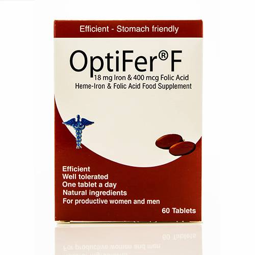 Optifer F 18 mg Iron + 400 mg Folic Acid 60 Tablets
